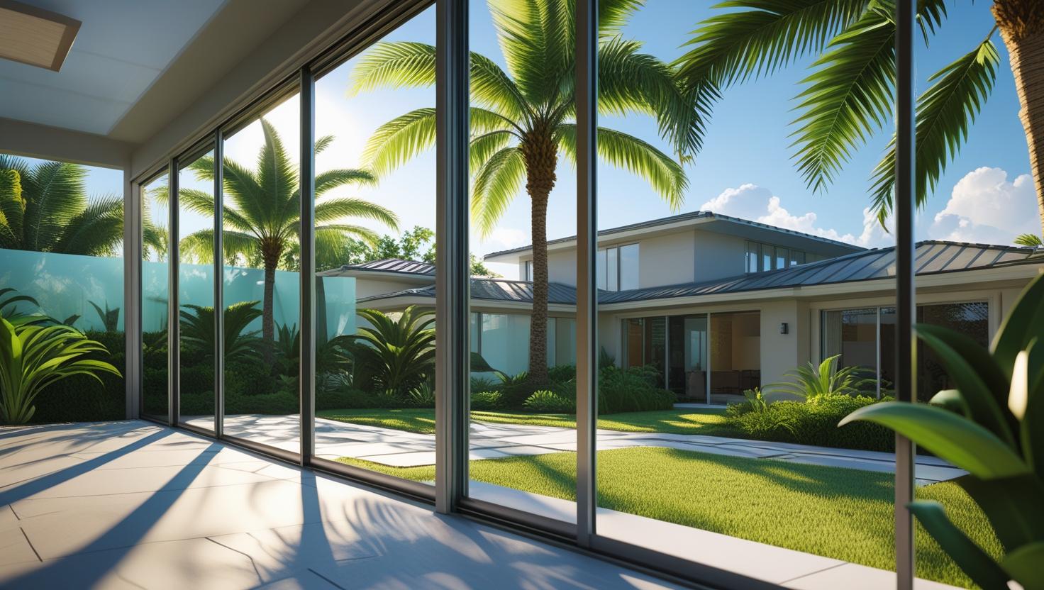 Covered lanai structure made of white aluminum