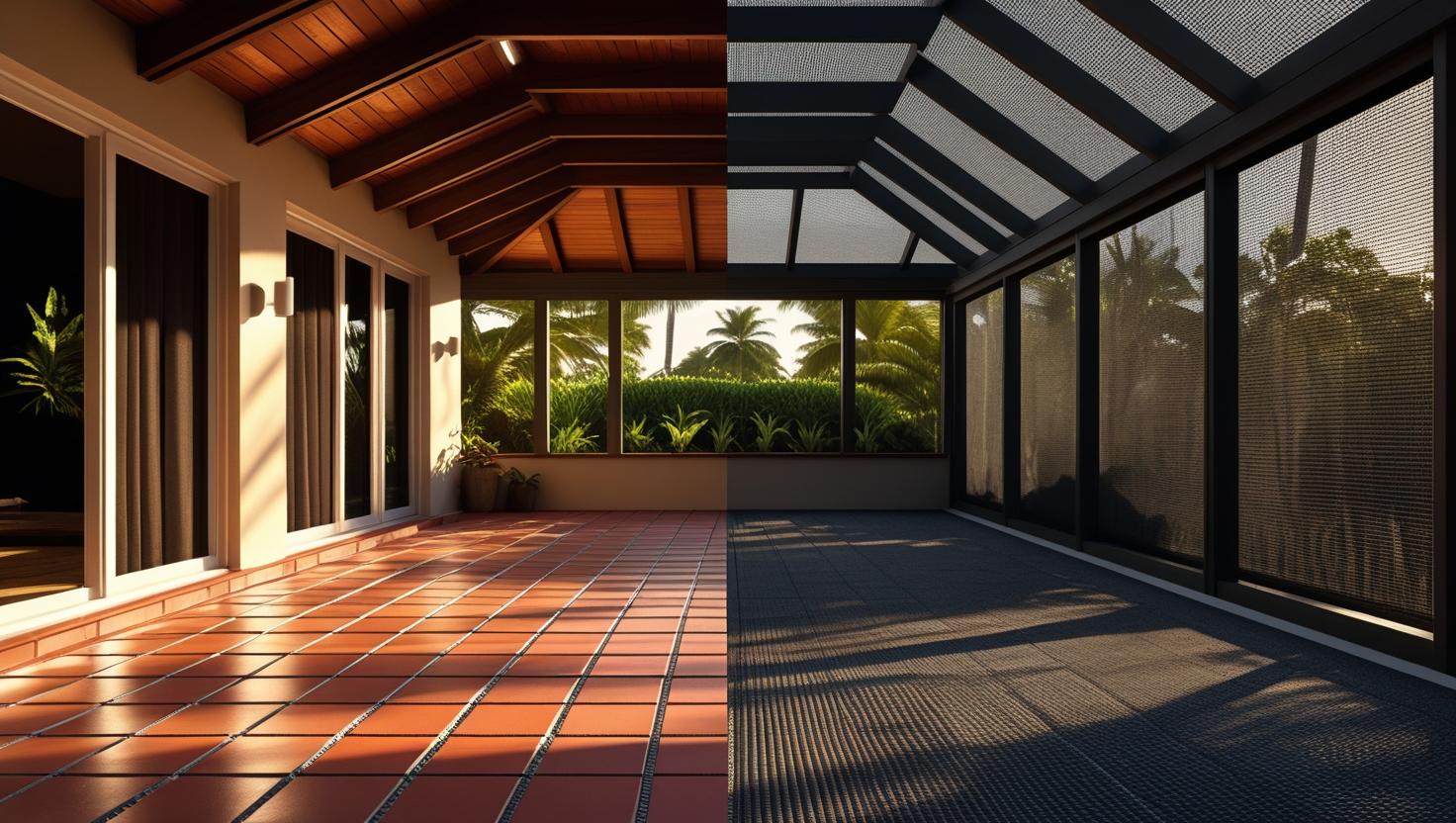 Side-by-side comparison of lanai and screen room
