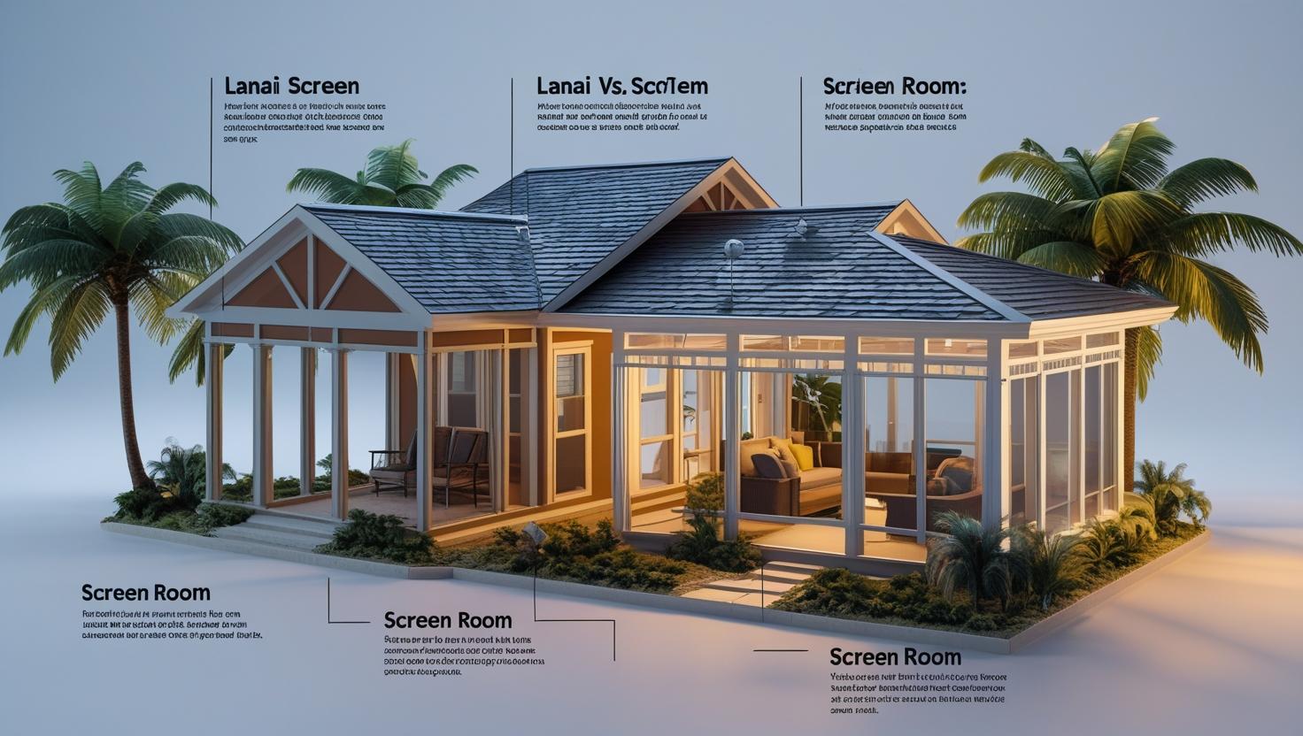 Comparison of lanai and screen room features in Florida