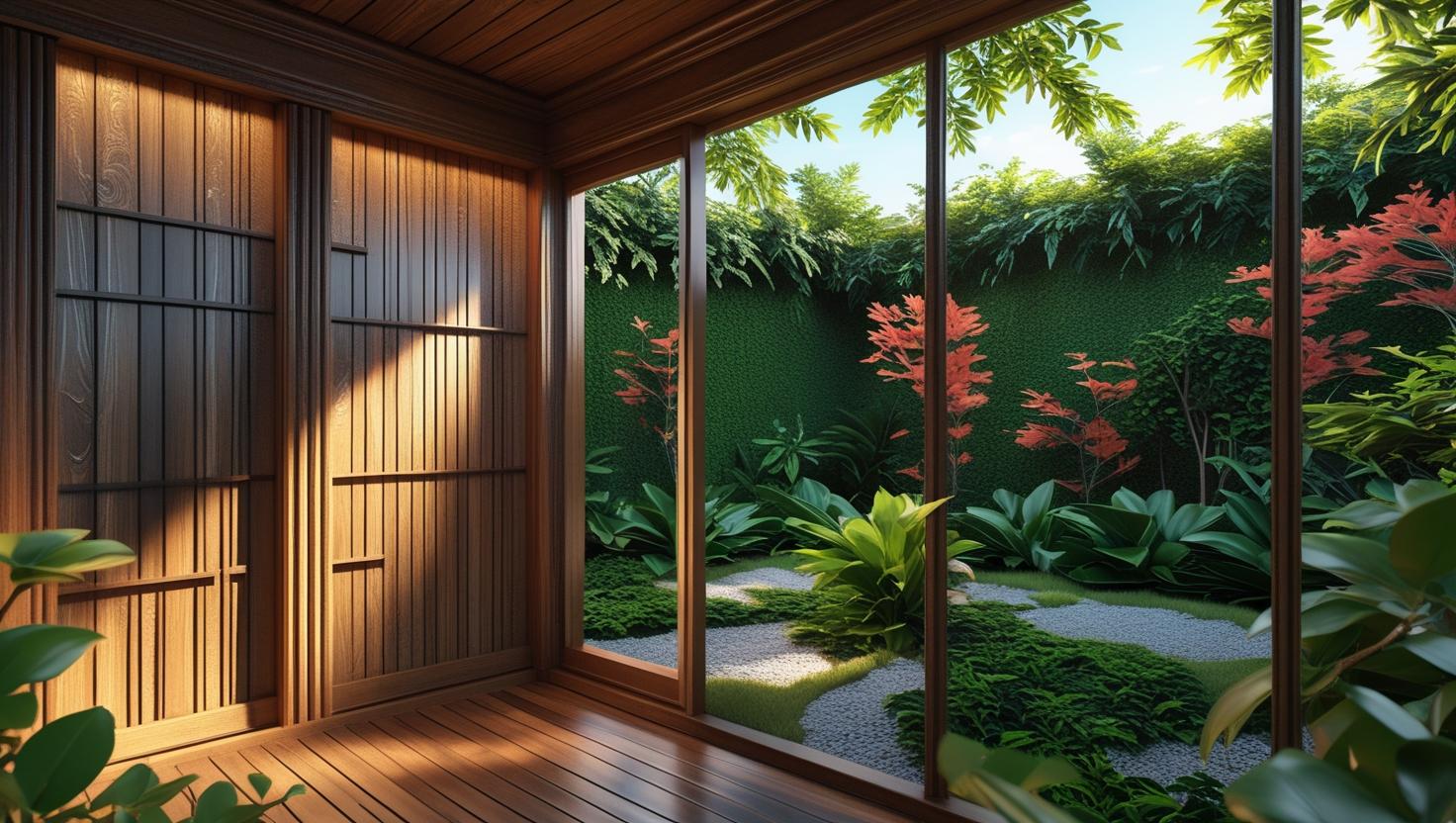 Screen room with garden view