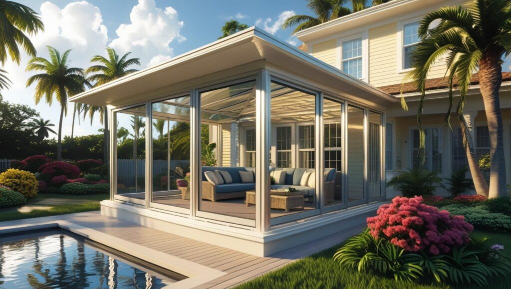 Example of lanai construction in Florida with enclosure